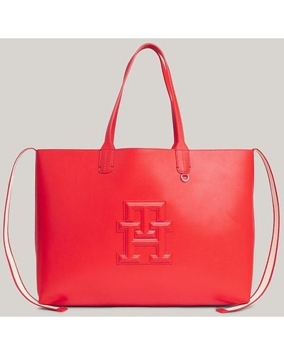 Tommy Hilfiger Iconic Th Monogram Pouch Tote - Red