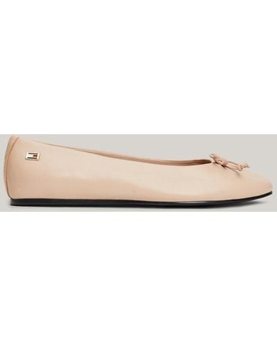 Tommy Hilfiger Essential Chic Flag Leather Ballerinas - Natural