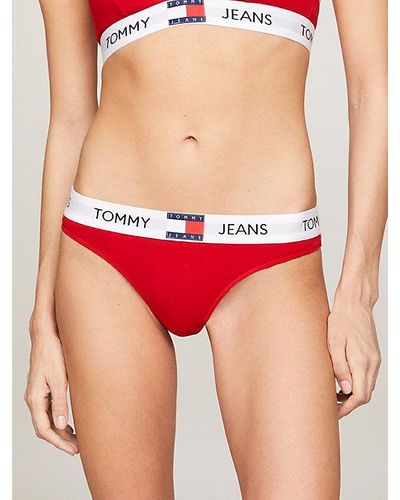 Tommy Hilfiger Heritage String Met Repeat-logotaille - Rood