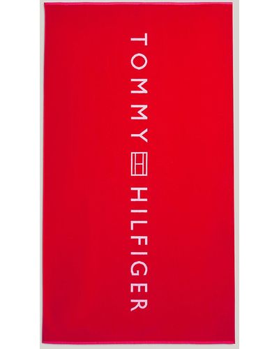 Tommy Hilfiger Serviette de plage Original à logo - Rouge