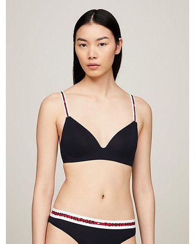 Tommy Hilfiger Sujetador triangular con inscripción - Negro