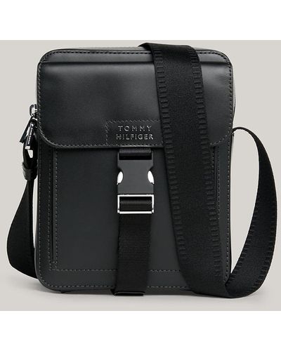 Tommy Hilfiger Petit sac reporter en cuir - Noir