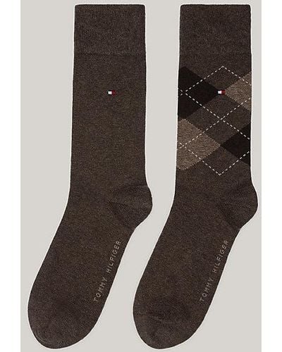 Tommy Hilfiger 2er-Pack Socken mit Argyle-Designmix - Grau