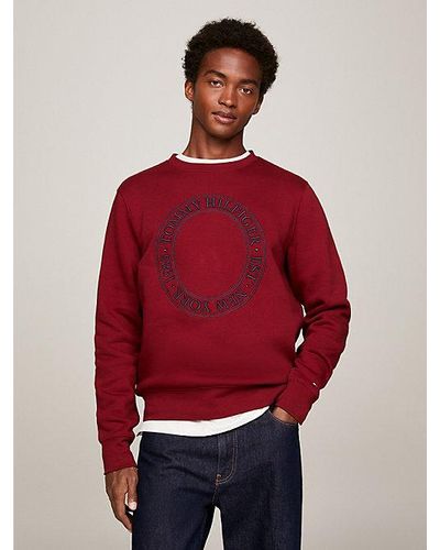 Tommy Hilfiger Sweatshirt Met Ronde Hals En Geborduurd Logo - Rood