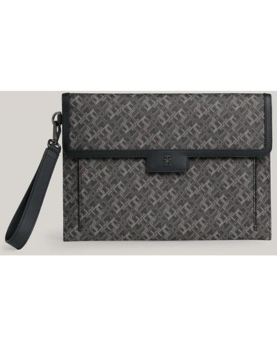 Tommy Hilfiger Petite pochette TH Monogram à rabat - Gris