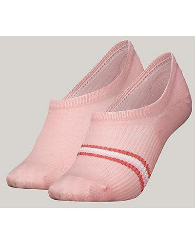 Tommy Hilfiger Pack de 2 pares de calcetines Footie a rayas - Rosa