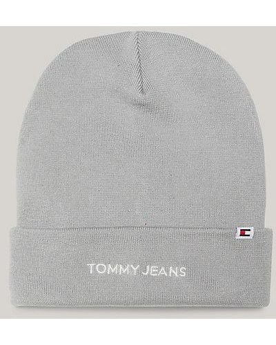 Tommy Hilfiger Strick-Beanie mit Logo - Grau