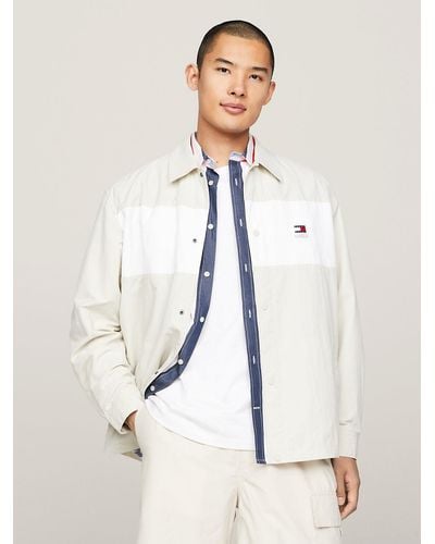 Tommy Hilfiger Snap-button Colour-blocked Overshirt - White