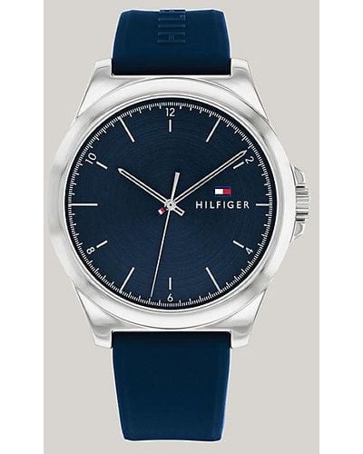 Tommy Hilfiger Reloj con correa de silicona azul marino