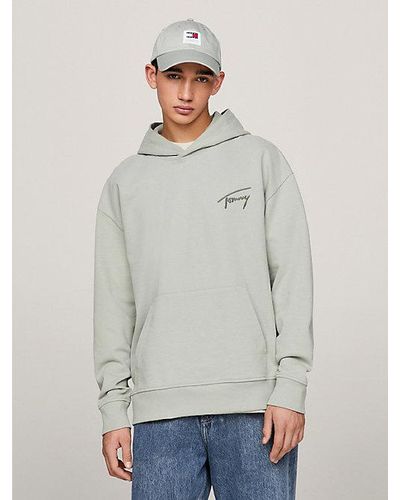 Tommy Hilfiger Relaxed Fit Hoodie Met Signature-logo - Grijs