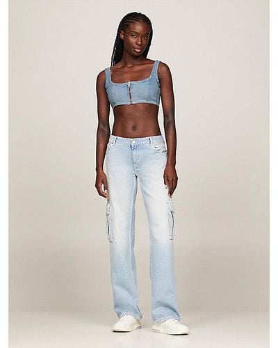 Tommy Hilfiger Cropped Fit Jeans-Bralette mit Reißverschluss - Weiß