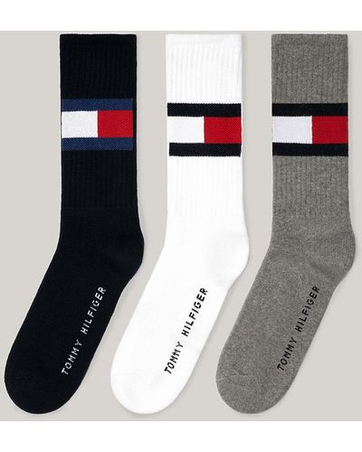 Tommy Hilfiger 3-pack Ribbed Flag Socks - Grey