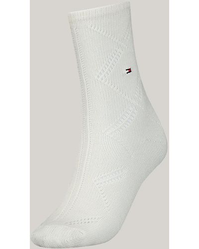 Tommy Hilfiger 1-pack Classics Open Knit Argyle Socks - White