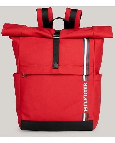 Tommy Hilfiger Hilfiger Monotype Logo Roll-top Backpack - Red