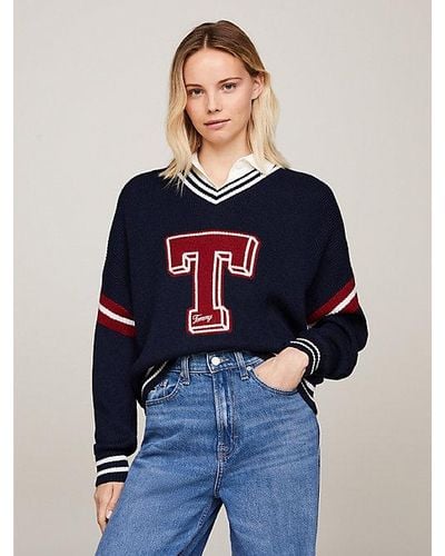 Tommy Hilfiger Oversized Fit College-Pullover - Blau