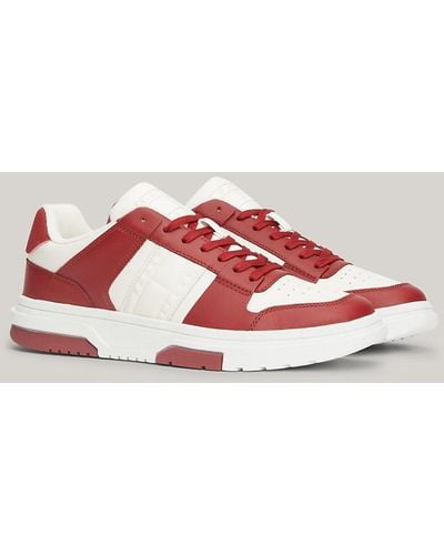 Tommy Hilfiger The Brooklyn Leather Colour-blocked Trainers - Red