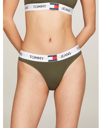 Tommy Hilfiger Heritage Repeat Logo Waistband Thong - Black