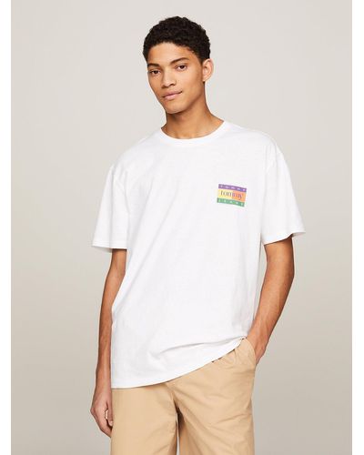 Tommy Hilfiger T-shirt à logo drapeau serif oversize au dos - Blanc