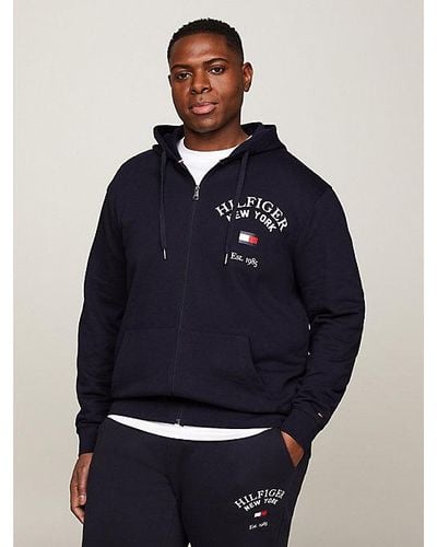 Tommy Hilfiger Plus Varsity-Hoodie mit Reißverschluss - Blau