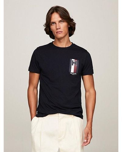 Tommy Hilfiger Jersey Slim Fit T-shirt Met Logo - Blauw