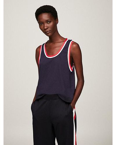 Tommy Hilfiger Sport Relaxed Tanktop Met Signature-streep - Blauw