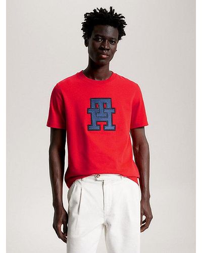 Tommy Hilfiger Th Monogram T-shirt Met Appliqué - Rood