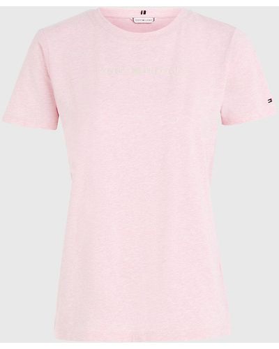 Tommy Hilfiger T-shirt Curve à logo marbré emblématique - Rose