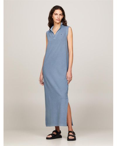 Tommy Hilfiger V-neck Sleeveless Polo Dress - Blue