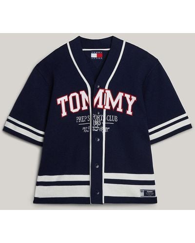 Tommy Hilfiger Dual Gender Logo Knit Baseball Shirt - Blue