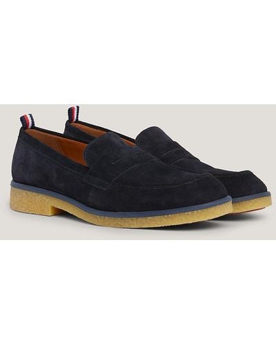 Tommy Hilfiger Suede Th Monogram Loafers - Blue
