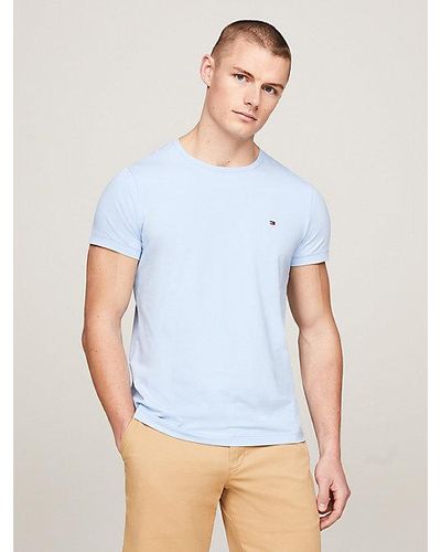 Tommy Hilfiger Extra Slim Fit T-shirt Met Geborduurde Vlag - Blauw