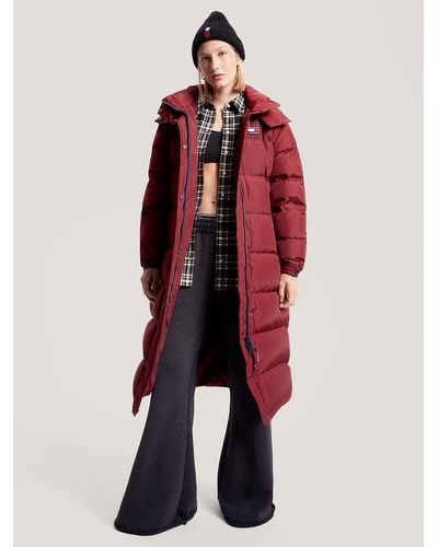 Tommy Hilfiger Maxi Length Alaska Puffer Coat - Red