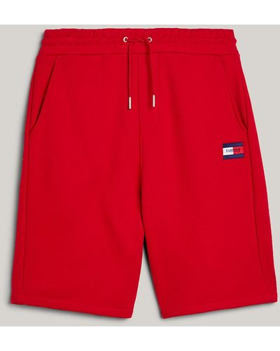 Tommy Hilfiger Essential Dual Gender Serif Logo Sweat Shorts - Red