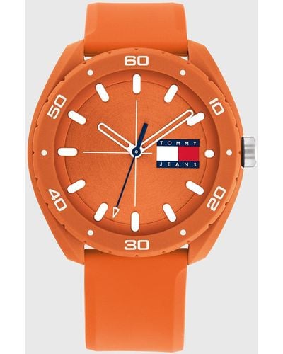 Tommy Hilfiger Orange Silicone Strap Watch