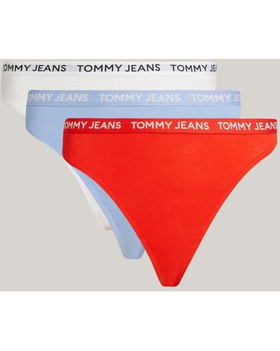 Tommy Hilfiger Lot de 3 strings Classics Essential à logo - Rouge