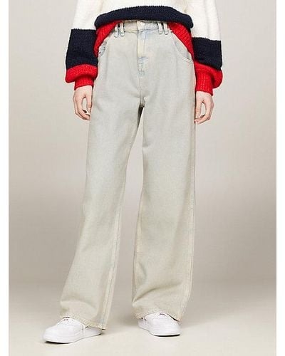 Tommy Hilfiger Daisy Low Rise baggy Jeans Met Marmerwassing - Wit