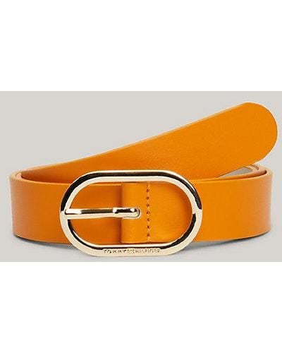 Tommy Hilfiger Cinturón Chic de piel con hebilla ovalada - Naranja