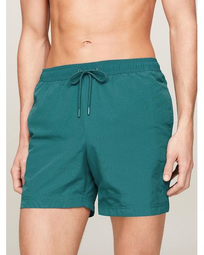 Tommy Hilfiger Double Waistband Mid Length Slim Swim Shorts - Green