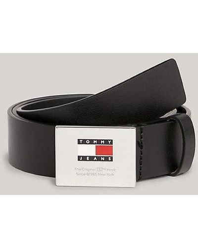 Tommy Hilfiger Cinturón de piel con logo en la hebilla - Negro