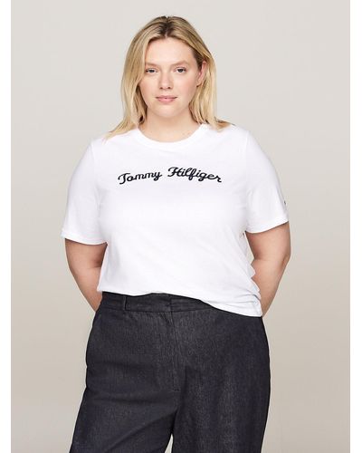 Tommy Hilfiger Curve Script Logo Embroidery T-shirt - White