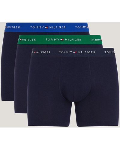 Tommy Hilfiger Lot de 3 boxers emblématiques Essential - Bleu