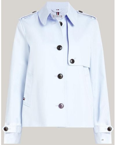 Tommy Hilfiger Curve Single Breasted Short Trench Coat - Blue