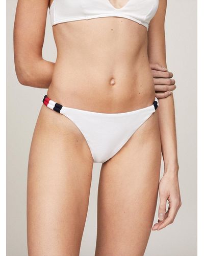 Tommy Hilfiger Global Stripe String Cheeky Bikini Bottoms - White