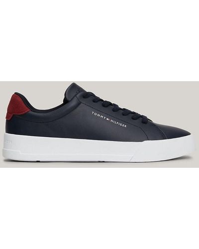 Tommy Hilfiger Leather Chunky Court Trainers - Blue