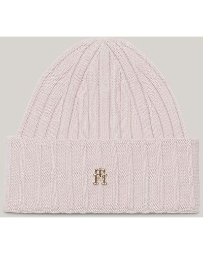 Tommy Hilfiger Bonnet Essential Chic en maille à monogramme - Rose