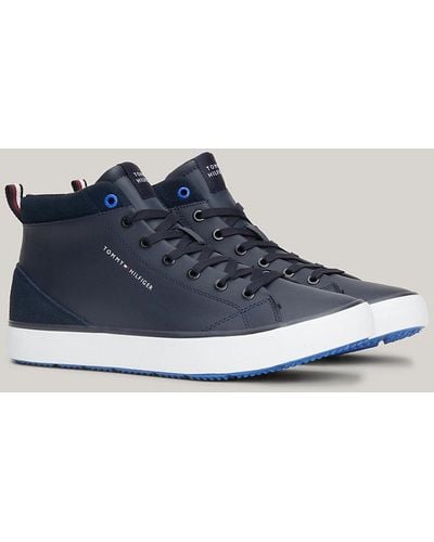Tommy Hilfiger Leather Fine-cleat High-top Trainers - Blue