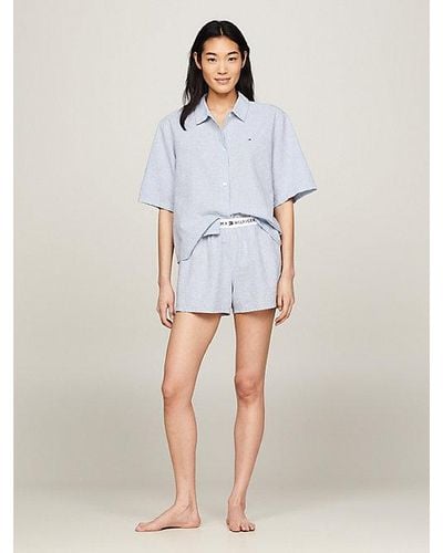 Tommy Hilfiger Pijama TH Original de camisa y shorts - Blanco