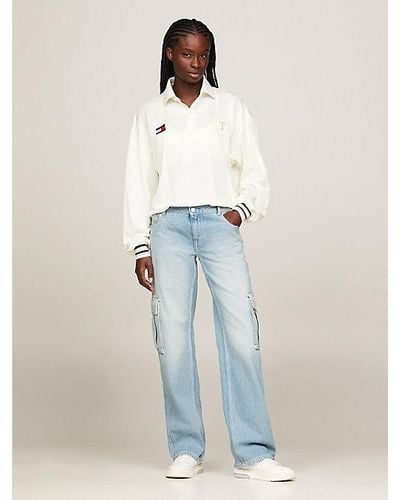 Tommy Hilfiger Straight Cargojeans Met Distressing - Blauw