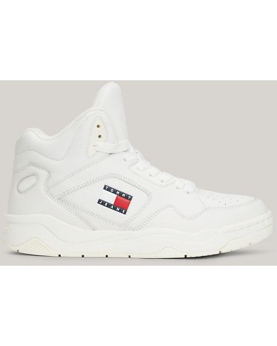 Tommy Hilfiger Archive Leather Mid-top Trainers - Natural
