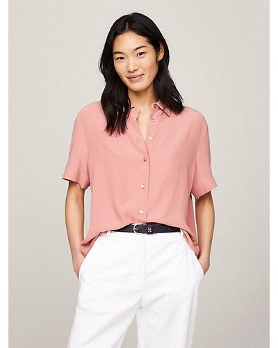 Tommy Hilfiger Essential Vloeiend Relaxed Overhemd - Roze